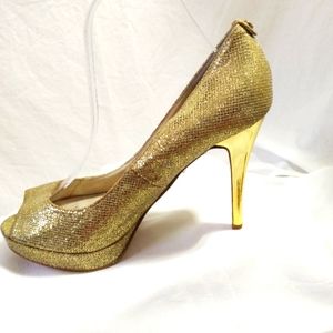 MICHAEL KORS York glitter gold Platforms